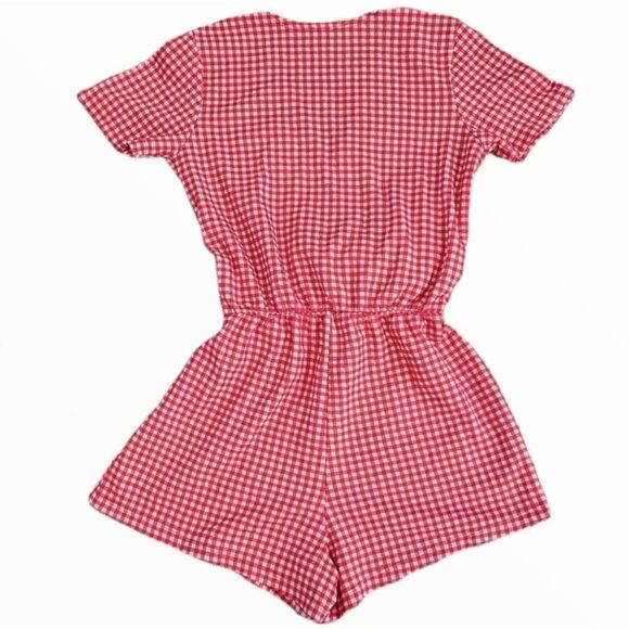 EC ZARA TRAFLUC RED & WHITE CHECKERED ROMPER SZ. S - Picture 4 of 4